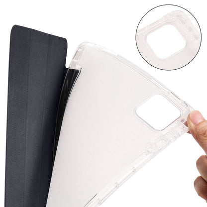 For iPad Pro 11 2024 3-fold Clear TPU Smart Leather Tablet Case with Pen Slot(Black) - iPad Pro 11 2024 Cases by buy2fix | Online Shopping UK | buy2fix