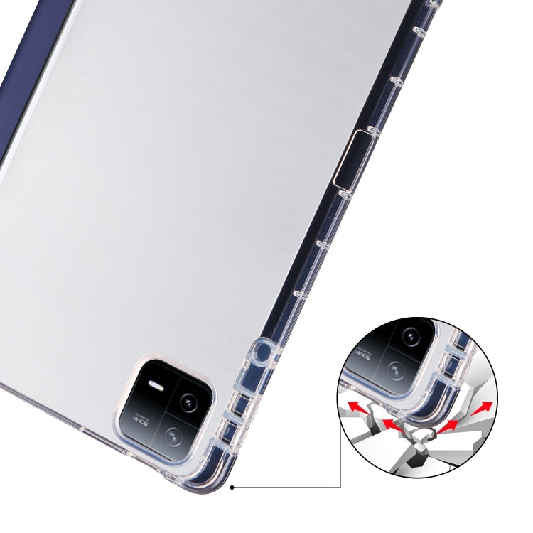 For iPad Air 13 2024 3-fold Clear TPU Smart Leather Tablet Case with Pen Slot(Dark Blue) - iPad Air 13 2024 Cases by buy2fix | Online Shopping UK | buy2fix