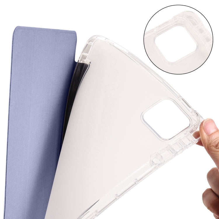 For iPad Air 13 2024 3-fold Clear TPU Smart Leather Tablet Case with Pen Slot(Lavender Purple) - iPad Air 13 2024 Cases by buy2fix | Online Shopping UK | buy2fix