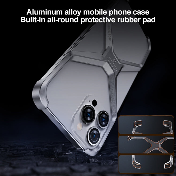 For iPhone 15 Frameless X-shaped Metal Phone Case(Grey) - iPhone 15 Cases by buy2fix | Online Shopping UK | buy2fix