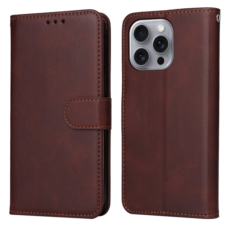 For iPhone 16 Pro Max Classic Calf Texture Flip Leather Phone Case(Brown) - iPhone 16 Pro Max Cases by buy2fix | Online Shopping UK | buy2fix