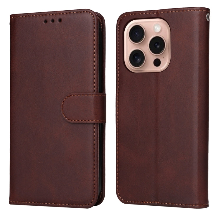 For iPhone 16 Pro Classic Calf Texture Flip Leather Phone Case(Brown) - iPhone 16 Pro Cases by buy2fix | Online Shopping UK | buy2fix