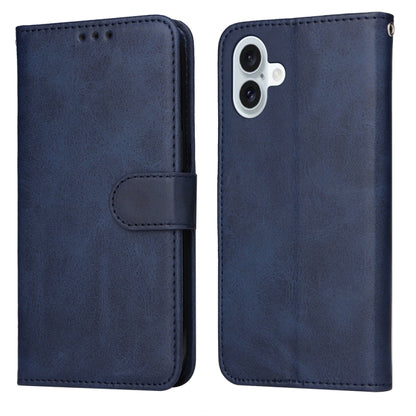 For iPhone 16 Plus Classic Calf Texture Flip Leather Phone Case(Blue) - iPhone 16 Plus Cases by buy2fix | Online Shopping UK | buy2fix