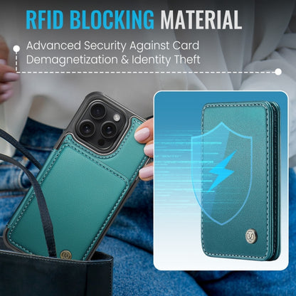 For iPhone 16 Pro JEEHOOD J05 Business Magnetic Style RFID Leather Phone Case(Blue Green) - iPhone 16 Pro Cases by JEEHOOD | Online Shopping UK | buy2fix