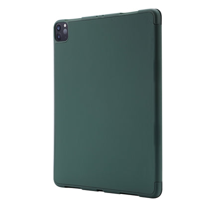 For iPad Pro 13 2024 Skin Feel Tri-fold Leather Tablet Case with Pen Slot(Dark Green) - iPad Pro 13 2024 Cases by buy2fix | Online Shopping UK | buy2fix