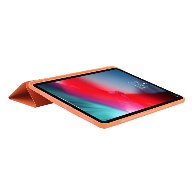 For iPad Air 13 2024 Skin Feel Tri-fold Leather Tablet Case with Pen Slot(Orange) - iPad Air 13 2024 Cases by buy2fix | Online Shopping UK | buy2fix