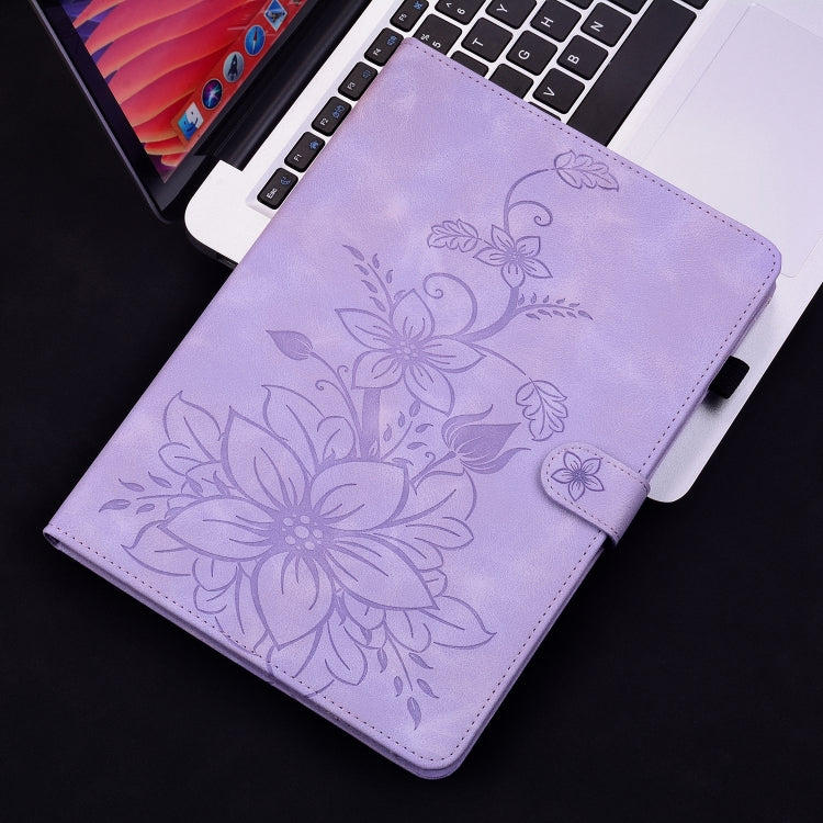 For iPad Air 13 2024 Lily Embossed Leather Smart Tablet Case(Purple) - iPad Air 13 2024 Cases by buy2fix | Online Shopping UK | buy2fix