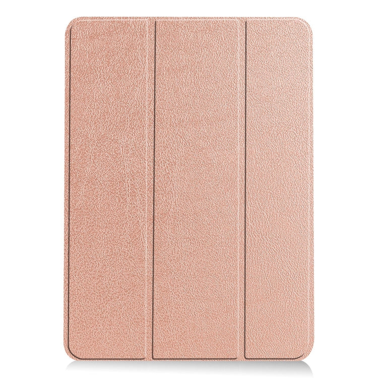 For iPad Air 11 2024 Custer Pure Color 3-Fold Holder Smart Leather Tablet Case(Rose Gold) - iPad Air 11 2024 Cases by buy2fix | Online Shopping UK | buy2fix