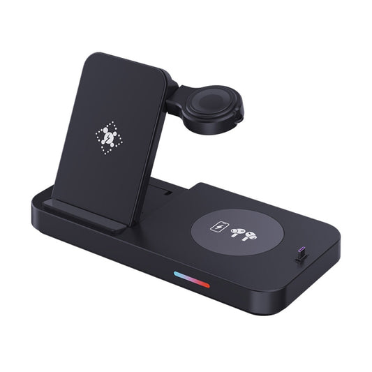 For Samsung Watch Series 3 in 1 15W Fold Wireless Charger Stand(Black) - Multifunction Charger by buy2fix | Online Shopping UK | buy2fix