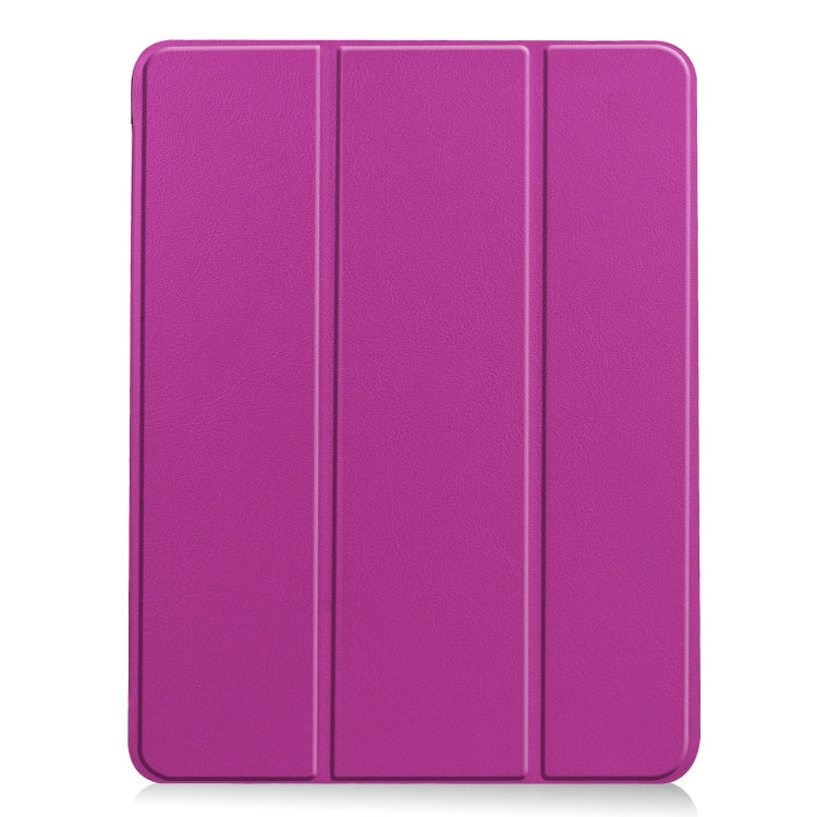 For iPad Air 11 2024 Custer TPU Pure Color 3-Fold Holder Smart Leather Tablet Case(Purple) - iPad Air 11 2024 Cases by buy2fix | Online Shopping UK | buy2fix