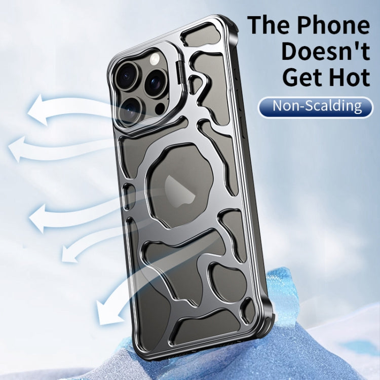 For iPhone 14 Pro Auspicious Cloud Series MagSafe Metal Phone Case with Bracket(Grey) - iPhone 14 Pro Cases by buy2fix | Online Shopping UK | buy2fix