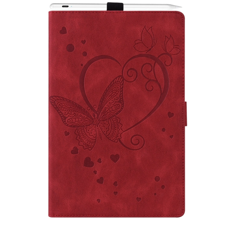 For iPad Pro 13 2024 Love Butterfly Embossed Leather Tablet Case(Red) - iPad Pro 13 2024 Cases by buy2fix | Online Shopping UK | buy2fix