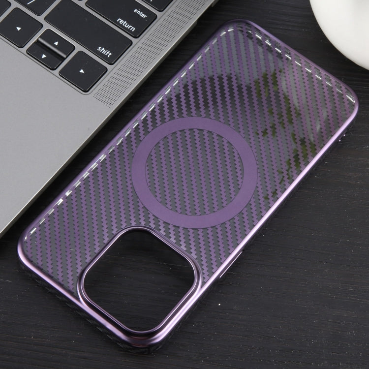 For iPhone 14 Pro Max 6D Plated Carbon Fiber Clear Magsafe PC Phone Case(Aurora Purple) - iPhone 14 Pro Max Cases by buy2fix | Online Shopping UK | buy2fix