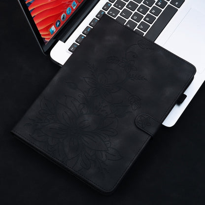 For Samsung Galaxy Tab A 10.1 2019 Lily Embossed Leather Tablet Case(Black) - Tab A 10.1 (2019) T510 / T515 by buy2fix | Online Shopping UK | buy2fix