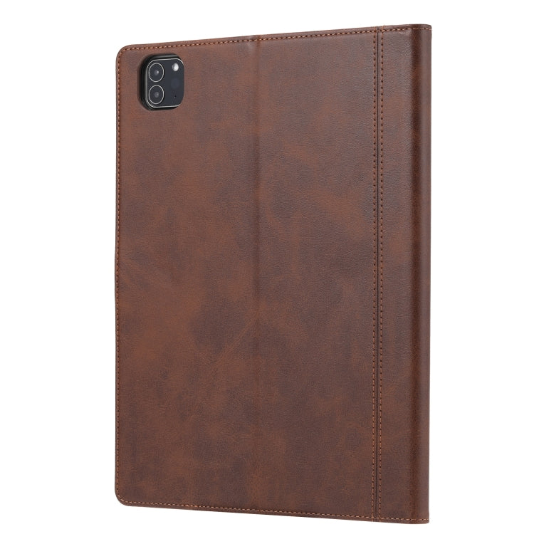 For iPad Pro 11 2024 Calf Texture Double Fold Clasp Horizontal Flip Leather Smart Tablet Case(Brown) - iPad Pro 11 2024 Cases by buy2fix | Online Shopping UK | buy2fix