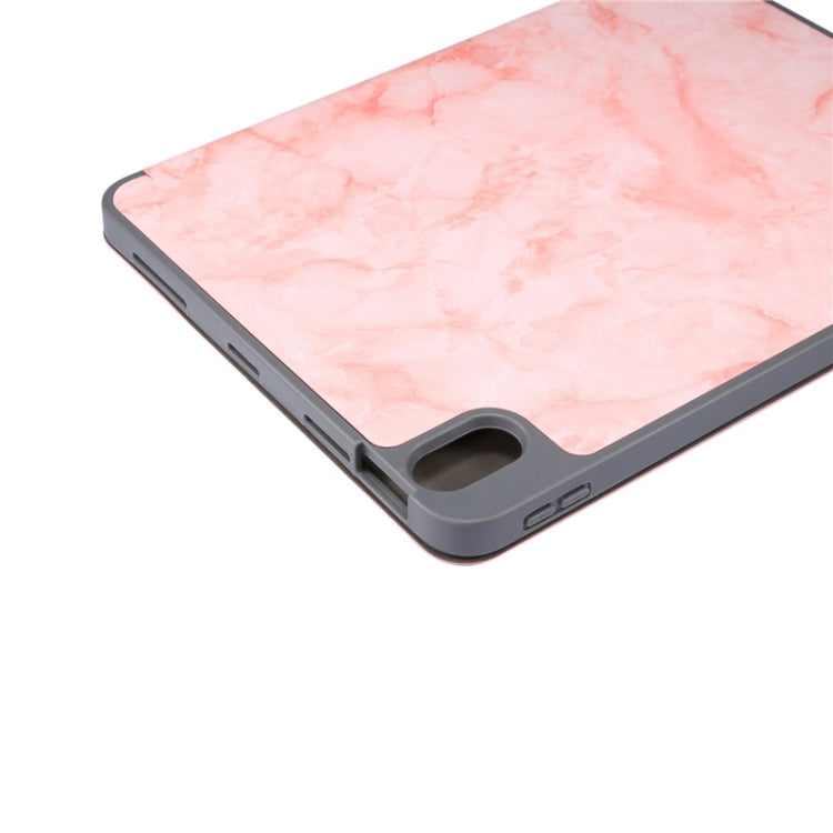 For iPad Air 11 2024 Three-fold Marble Texture Protective Tablet Case with Pen Slot(Pink) - iPad Air 11 2024 Cases by buy2fix | Online Shopping UK | buy2fix