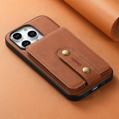 For iPhone 12/12 Pro Denior D14 NK Retro Pattern MagSafe Magnetic Card Holder Leather Phone Case(Brown) - iPhone 12 / 12 Pro Cases by Denior | Online Shopping UK | buy2fix