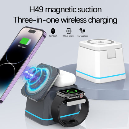 H49 3 in 1 Multi-function Magnetic Wireless Charger(Dark Grey) - Wireless Charger by buy2fix | Online Shopping UK | buy2fix