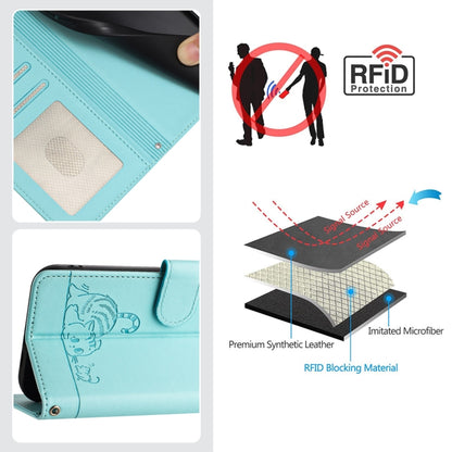 For OnePlus Nord 4 5G Cat Rat Embossed Pattern RFID Leather Phone Case with Lanyard(Mint Green) - OnePlus Cases by buy2fix | Online Shopping UK | buy2fix