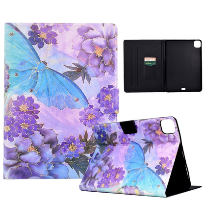 For iPad Pro 11 2024 Colored Drawing Smart Leather Tablet Case(Peony Butterfly) - iPad Pro 11 2024 Cases by buy2fix | Online Shopping UK | buy2fix