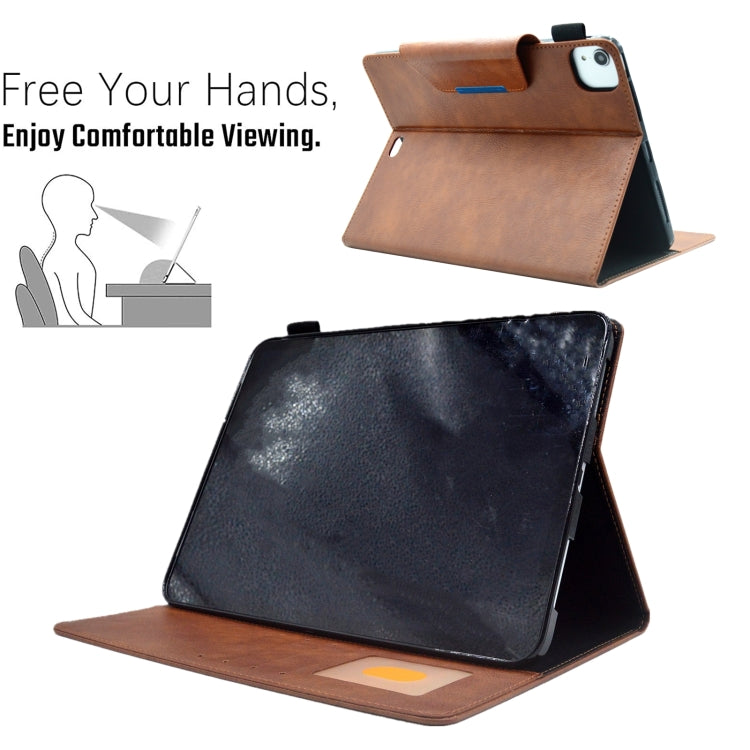 For iPad Pro 11 2024 Suede Cross Texture Magnetic Clasp Leather Smart Tablet Case(Brown) - iPad Pro 11 2024 Cases by buy2fix | Online Shopping UK | buy2fix