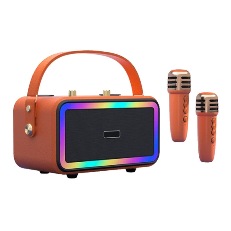 M3201 Portable Colorful Bluetooth Speaker Home Retro Karaoke Dual-Mic Speaker(Orange) - Desktop Speaker by buy2fix | Online Shopping UK | buy2fix