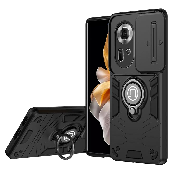 For OPPO Reno11 Global Camshield Ring Holder Phone Case(Black) - Reno11 Cases by buy2fix | Online Shopping UK | buy2fix