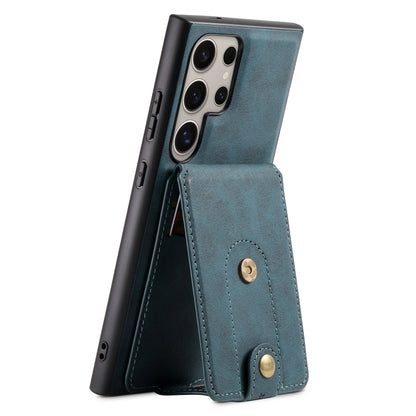 For Samsung Galaxy S24 Ultra 5G Denior D14 NK Retro Pattern MagSafe Magnetic Card Holder Leather Phone Case(Blue) - Galaxy S24 Ultra 5G Cases by Denior | Online Shopping UK | buy2fix