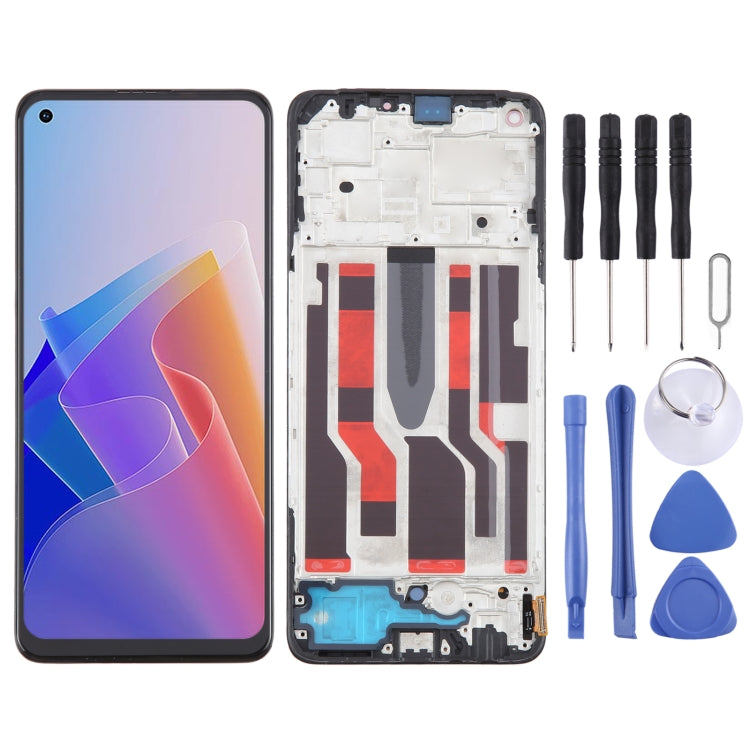 For OPPO Reno7 Lite OLED LCD Screen Digitizer Full Assembly with Frame - LCD Screen by buy2fix | Online Shopping UK | buy2fix