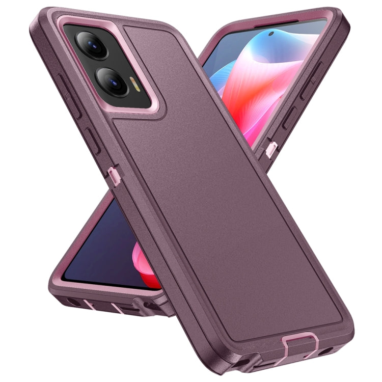For Motorola Moto G Play 5G 2024 Life Waterproof Rugged PC + Silicone Phone Case(Purple + Pink) - Motorola Cases by buy2fix | Online Shopping UK | buy2fix