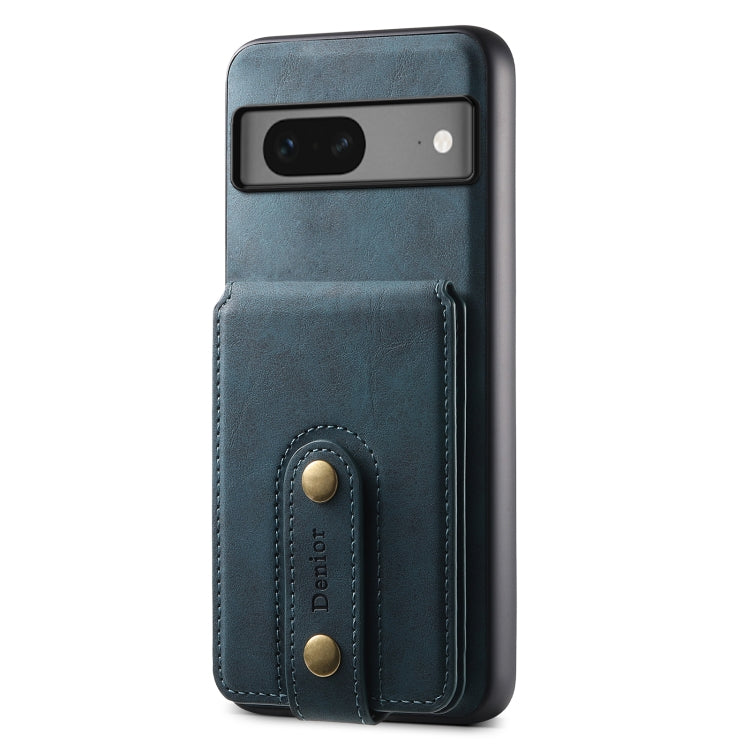 For Google Pixel 7 5G Denior D14 NK Retro Pattern MagSafe Magnetic Card Holder Leather Phone Case(Blue) - Google Cases by Denior | Online Shopping UK | buy2fix