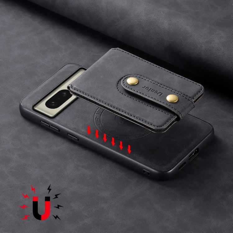 For Google Pixel 8 Denior D14 NK Retro Pattern MagSafe Magnetic Card Holder Leather Phone Case(Black) - Google Cases by Denior | Online Shopping UK | buy2fix