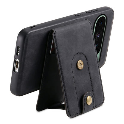 For Google Pixel 9 Denior D14 NK Retro Pattern MagSafe Magnetic Card Holder Leather Phone Case(Black) - Google Cases by Denior | Online Shopping UK | buy2fix