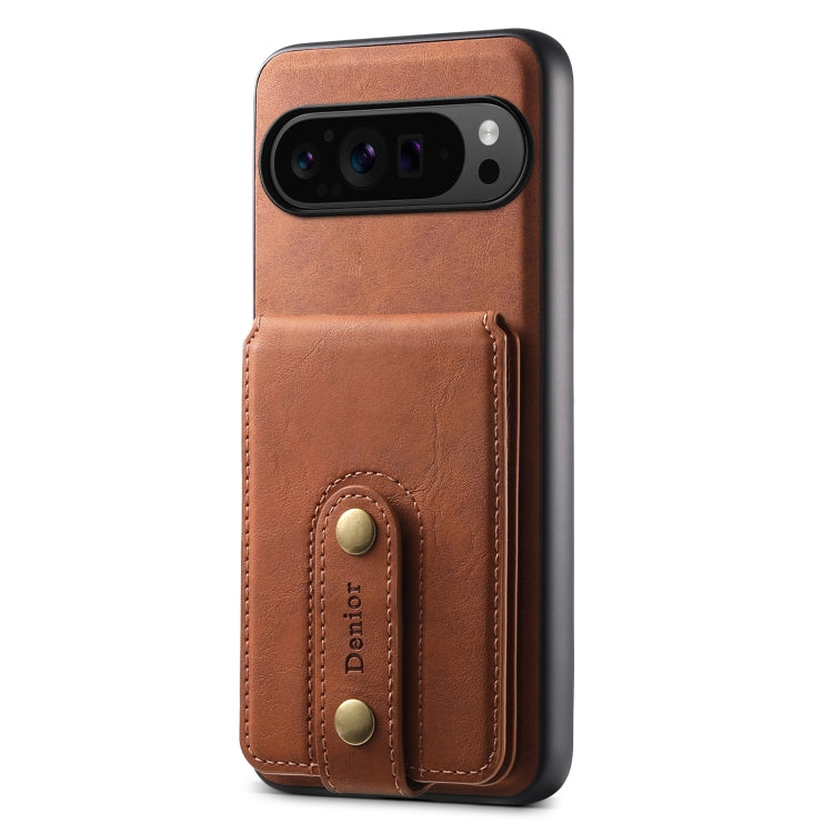 For Google Pixel 9 Pro Denior D14 NK Retro Pattern MagSafe Magnetic Card Holder Leather Phone Case(Brown) - Google Cases by Denior | Online Shopping UK | buy2fix