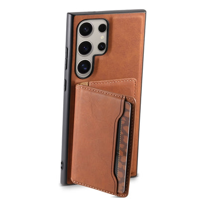 For Samsung Galaxy S24 Ultra 5G Denior D13 Retro Texture Leather MagSafe Card Bag Phone Case(Brown) - Galaxy S24 Ultra 5G Cases by Denior | Online Shopping UK | buy2fix