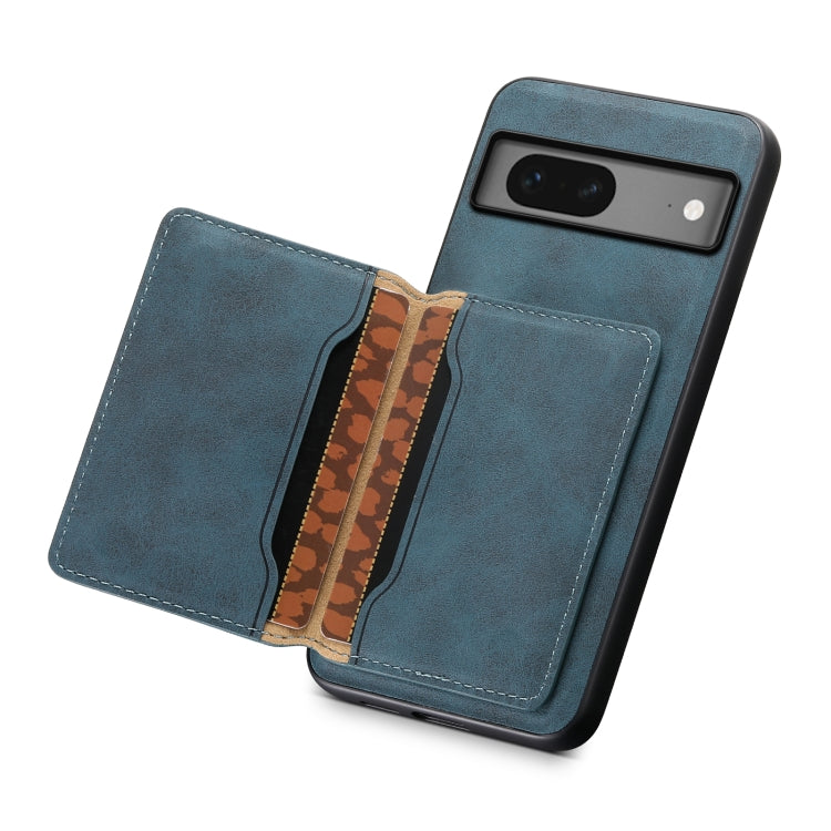 For Google Pixel 7 5G Denior D13 Retro Texture Leather MagSafe Card Bag Phone Case(Blue) - Google Cases by Denior | Online Shopping UK | buy2fix