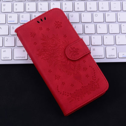 For iPhone SE 2024 Butterfly Rose Embossed Leather Phone Case(Red) - More iPhone Cases by buy2fix | Online Shopping UK | buy2fix