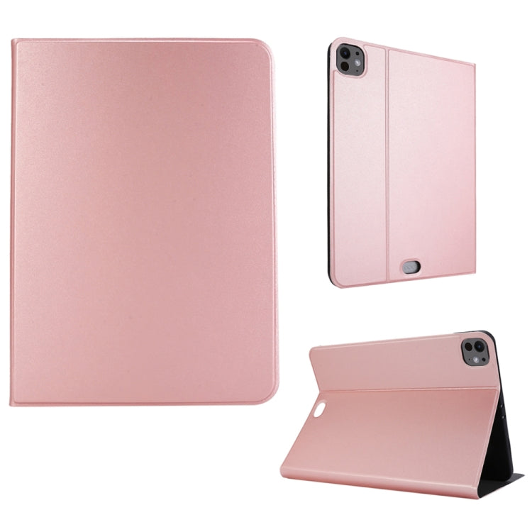 For iPad Pro 13 2024 Stretch Voltage Plain Leather Smart Tablet Case(Rose Gold) - iPad Pro 13 2024 Cases by buy2fix | Online Shopping UK | buy2fix