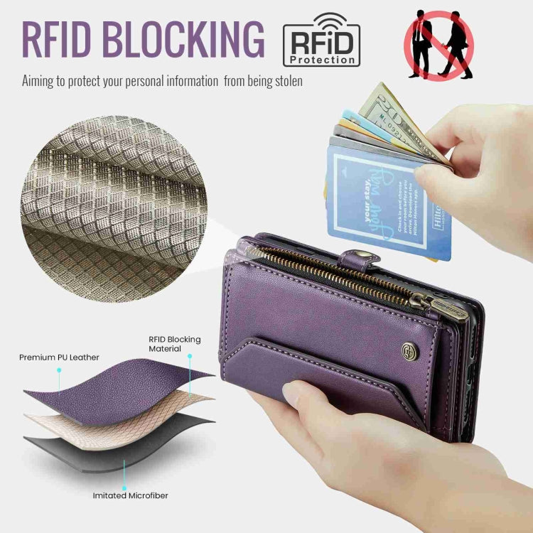 For iPhone 11 Pro CaseMe C36 Card Slots Zipper Wallet RFID Anti-theft Leather Phone Case(Purple) - iPhone 11 Pro Cases by CaseMe | Online Shopping UK | buy2fix