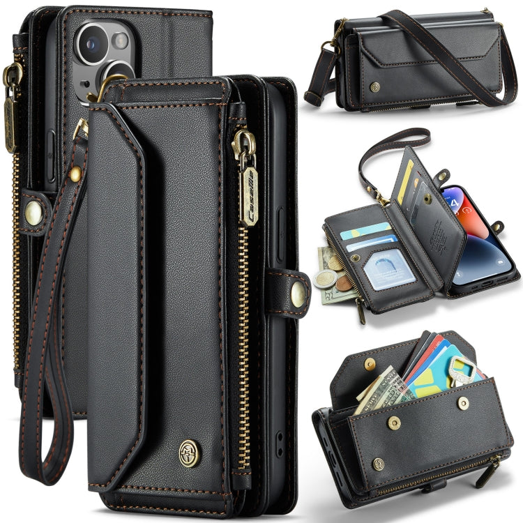 For iPhone 14 CaseMe C36 Card Slots Zipper Wallet RFID Anti-theft Leather Phone Case(Black) - iPhone 14 Cases by CaseMe | Online Shopping UK | buy2fix