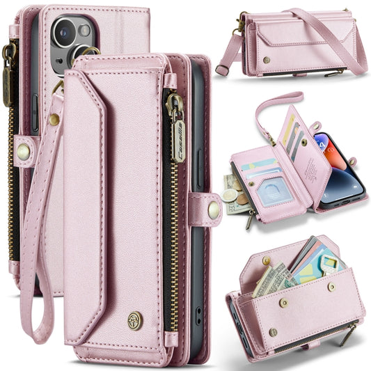 For iPhone 14 CaseMe C36 Card Slots Zipper Wallet RFID Anti-theft Leather Phone Case(Pink) - iPhone 14 Cases by CaseMe | Online Shopping UK | buy2fix