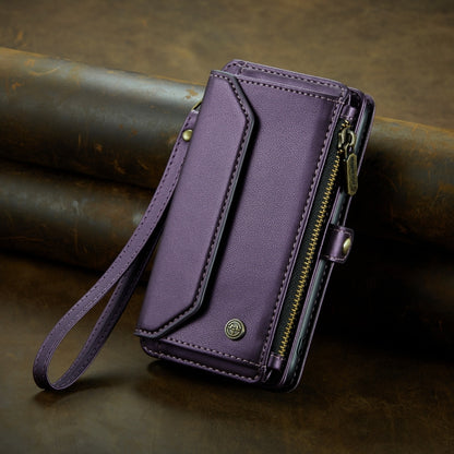 For iPhone 15 CaseMe C36 Card Slots Zipper Wallet RFID Anti-theft Leather Phone Case(Purple) - iPhone 15 Cases by CaseMe | Online Shopping UK | buy2fix