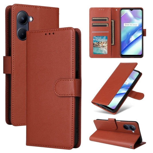 For Realme C33 Multifunctional Horizontal Flip Leather Phone Case with Three Card Slot(Brown) - Realme Cases by buy2fix | Online Shopping UK | buy2fix