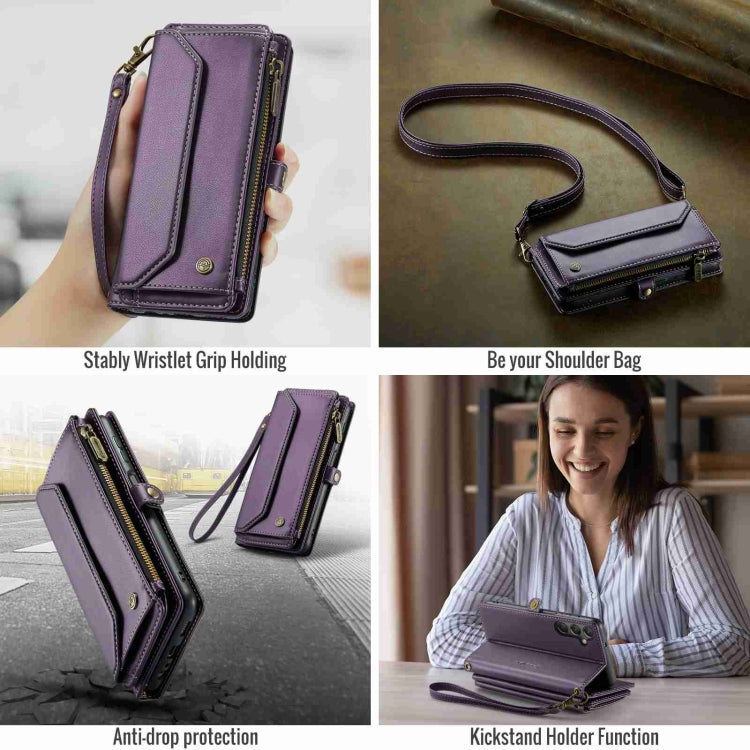 For Samsung Galaxy A24 CaseMe C36 Card Slots Zipper Wallet RFID Anti-theft Leather Phone Case(Purple) - Galaxy Phone Cases by CaseMe | Online Shopping UK | buy2fix