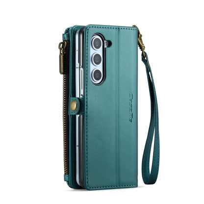 For Samsung Galaxy Z Fold6 5G CaseMe C36 Card Slots Zipper Wallet RFID Anti-theft Leather Phone Case(Blue-green) - Galaxy Z Fold6 5G Cases by CaseMe | Online Shopping UK | buy2fix