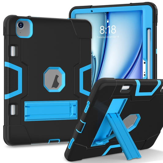 For iPad Air 11 2024 Contrast Color Silicone Acrylic PC Tablet Case with Holder(Black Blue) - iPad Air 11 2024 Cases by buy2fix | Online Shopping UK | buy2fix