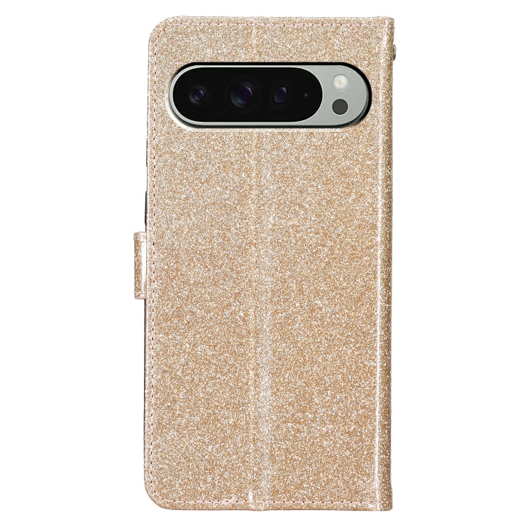 For Google Pixel 9 Pro XL Glitter Powder Flip Leather Phone Case(Gold) - Google Cases by buy2fix | Online Shopping UK | buy2fix