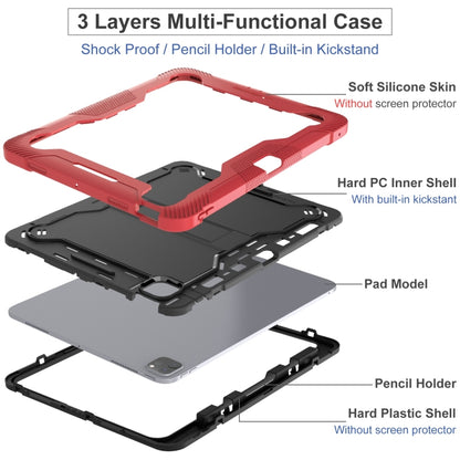 For iPad Pro 13 2024 Shockproof Silicone Hybrid PC Tablet Case with Holder(Black + Red) - iPad Pro 13 2024 Cases by buy2fix | Online Shopping UK | buy2fix