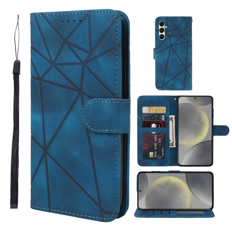 For Samsung Galaxy S24+ / S25+ 5G Skin Feel Geometric Lines Leather Phone Case(Blue) - Galaxy S24+ 5G Cases by buy2fix | Online Shopping UK | buy2fix