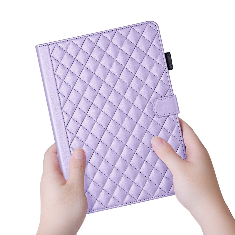 For iPad Pro 13 2024 Rhombus Lattice Leather Smart Tablet Case(Purple) - iPad Pro 13 2024 Cases by buy2fix | Online Shopping UK | buy2fix